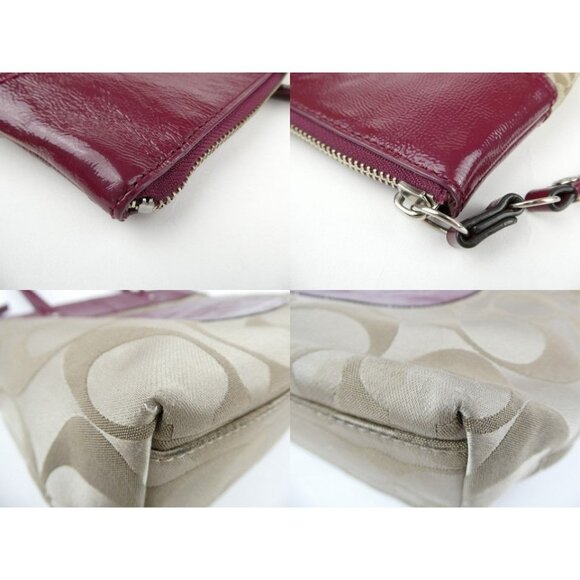 Coach Signature Khaki Burgundy Laura Tote Shoulder Bag F18335 - Picture 11 of 14